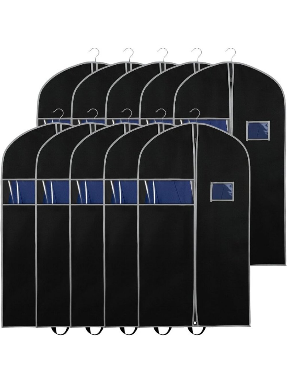 10 Pack Hanging Garment Bags for Closet Storage - 4" Gusseted Suit Bags, 43